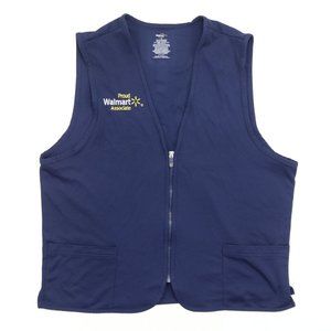 Proud Walmart Associate Adult Medium Employee Uniform Vest Zip Blue Polyester